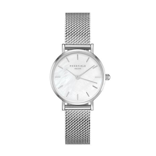Timeless Silver Mesh Elegance with Mother of Pearl Dial