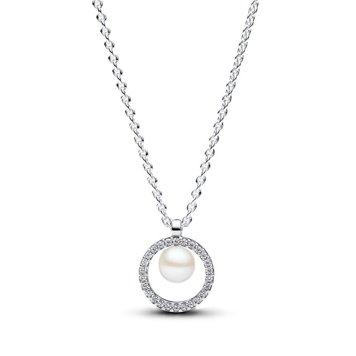 Pandora Silver Pearl Crystal Pendant Necklace