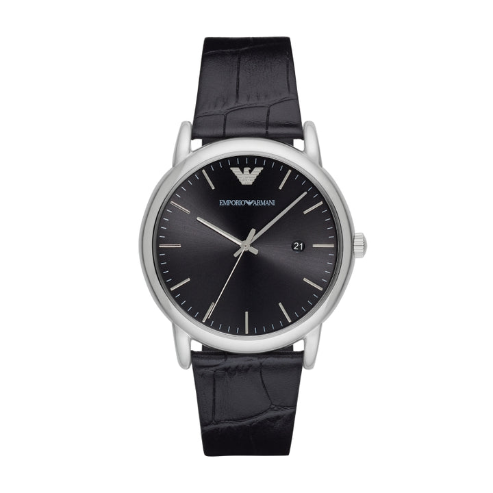 Emporio Armani Black Leather Analog Watch