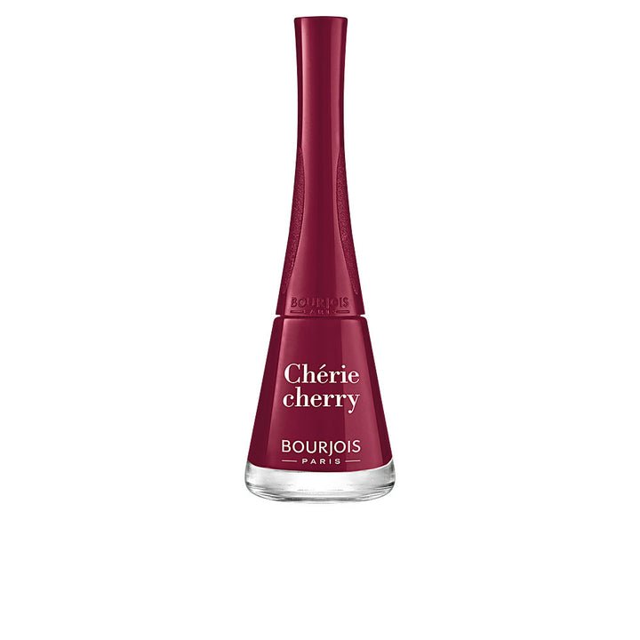 9 ml cherry-pink nail polish bottle with fan applicator, glossy finish