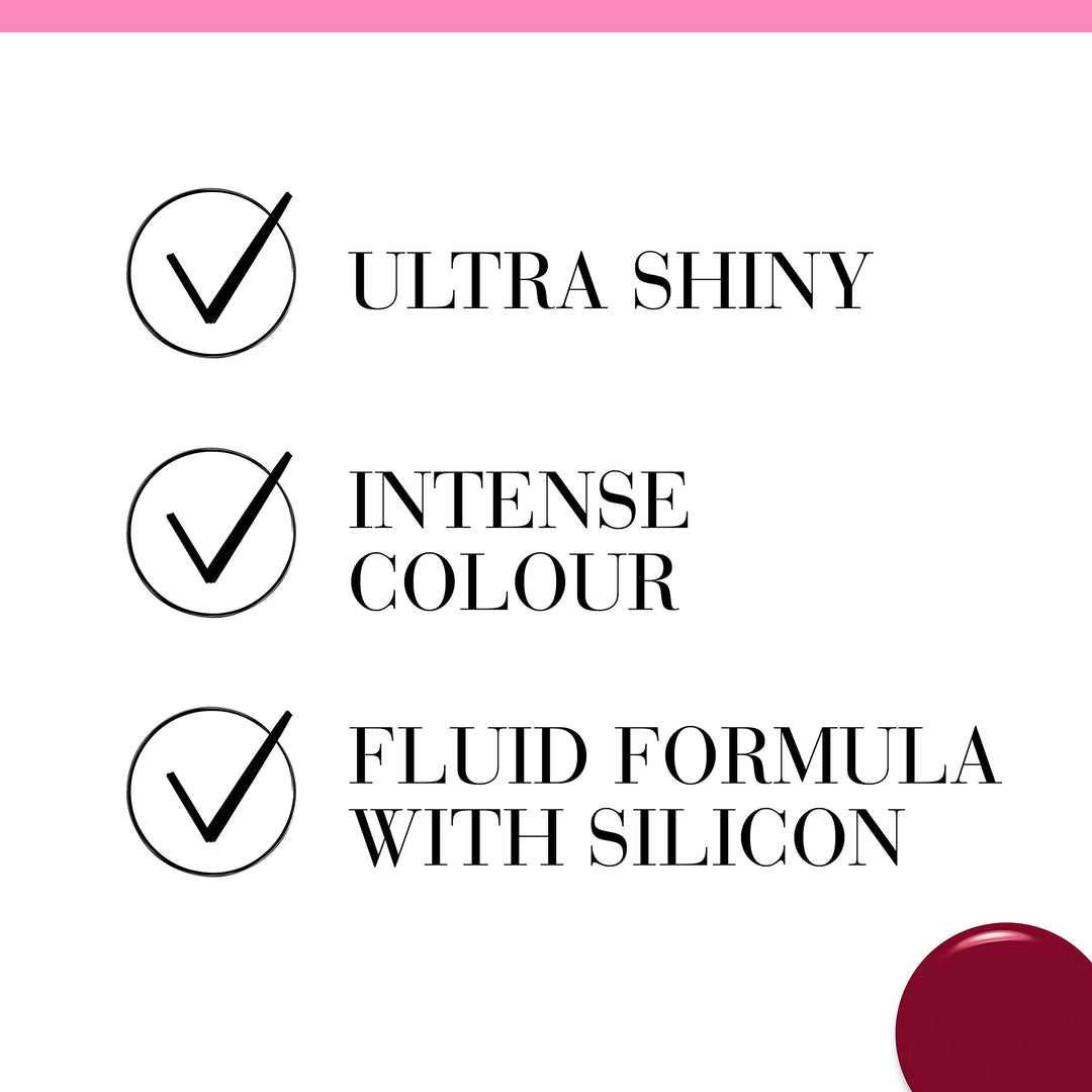 9 ml cherry-pink nail polish bottle with fan applicator, glossy finish