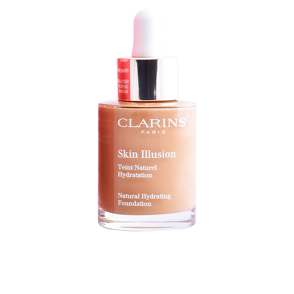 30 ml bottle of hydrating fluid foundation with serum-like texture, shade 107