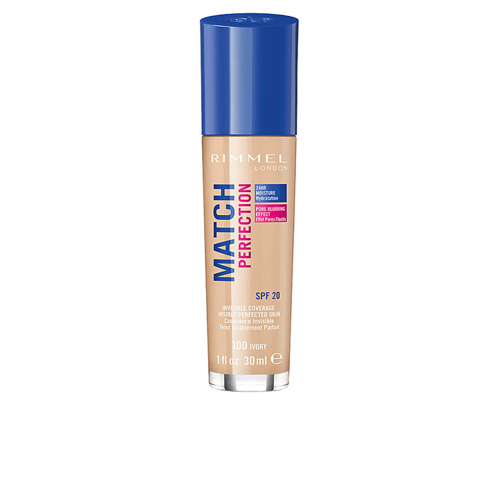 30 ml pump bottle of lightweight SPF20 liquid foundation in shade 100 Ivory