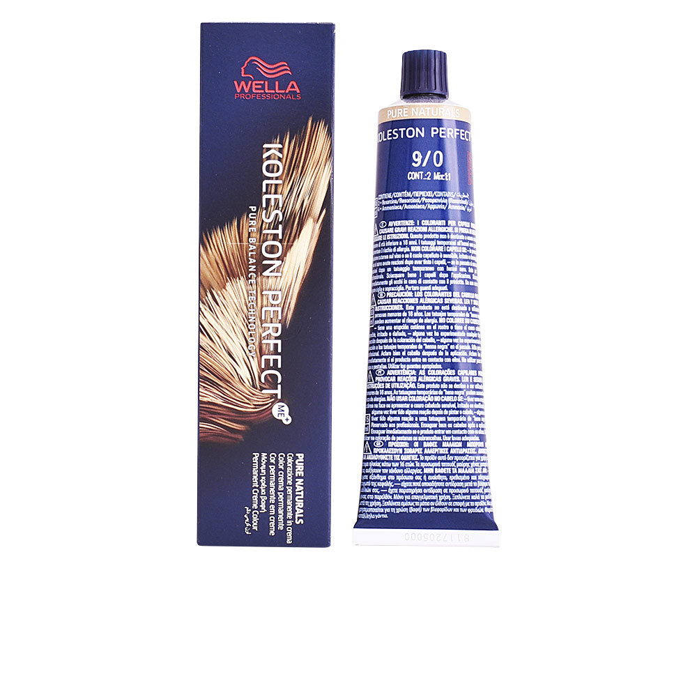 Tube of permanent cream hair colour, shade 9/0 warm blonde, 60 ml, unisex