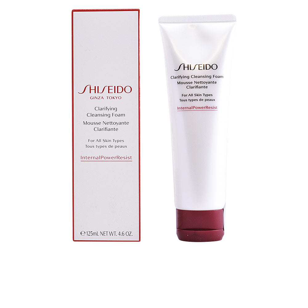 125 ml clarifying cream-to-foam facial cleanser in white tube, white clay and fine powder formulation, for Women