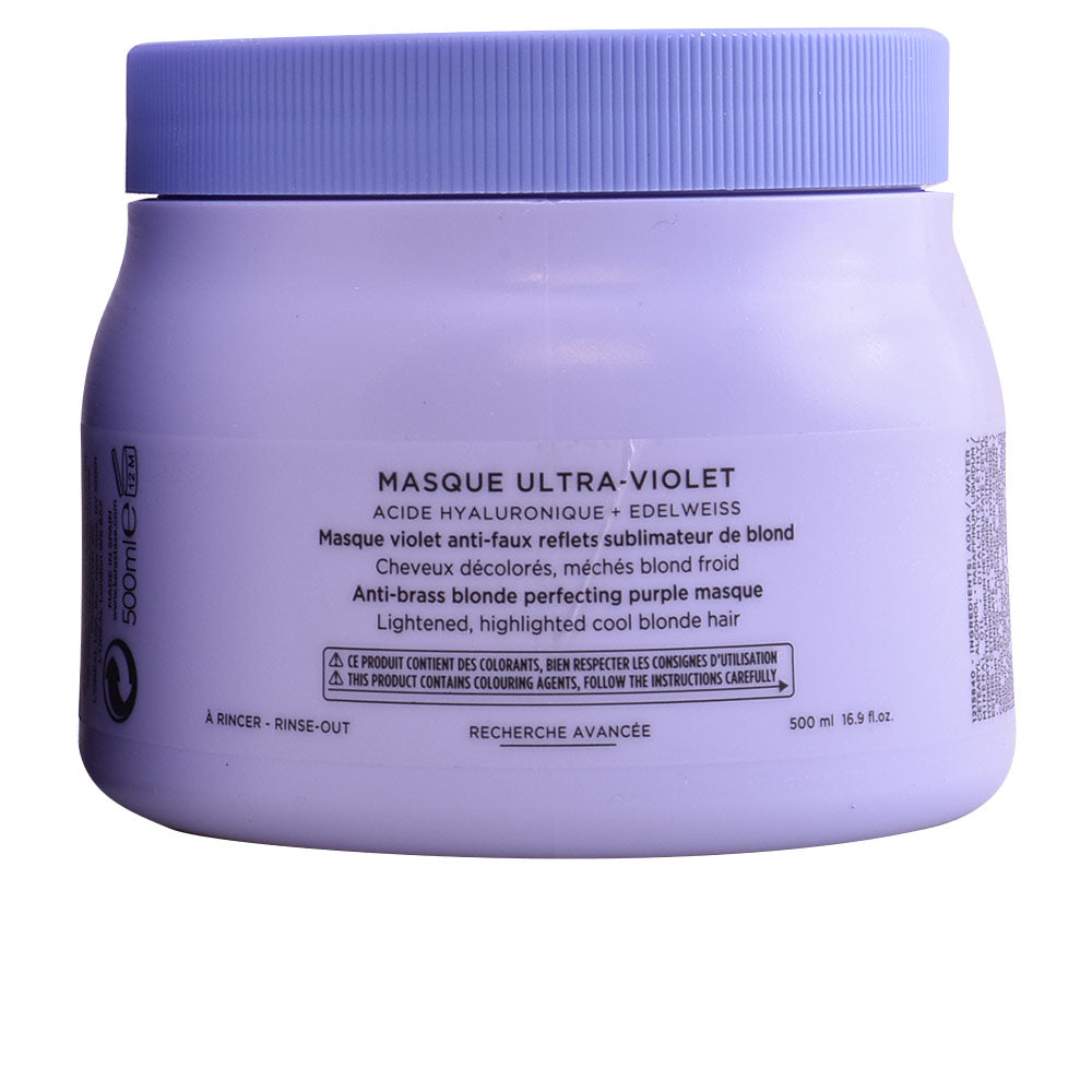 500 ml violet anti-brass hair masque jar for blonde, hyaluronic and edelweiss