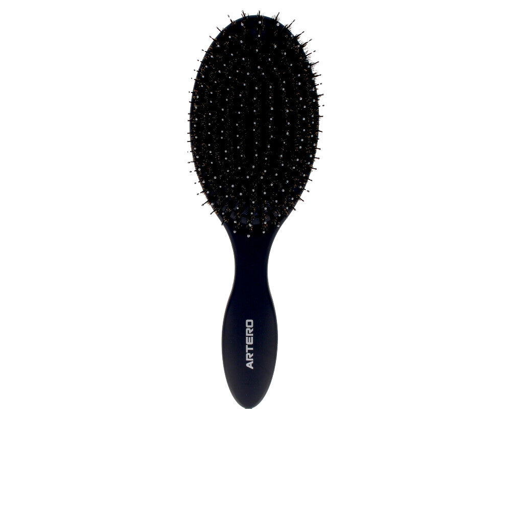 Oval graphite hair brush with mixed boar and nylon bristles, ergonomic handle, 225 mm