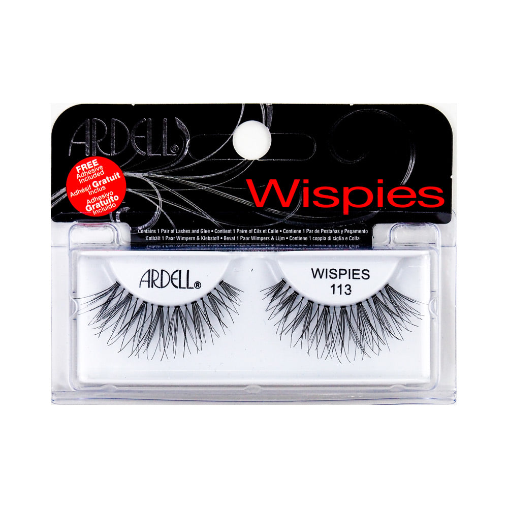 Pocket pack of interlaced Wispies false eyelashes, shade 113 Black, lightweight band