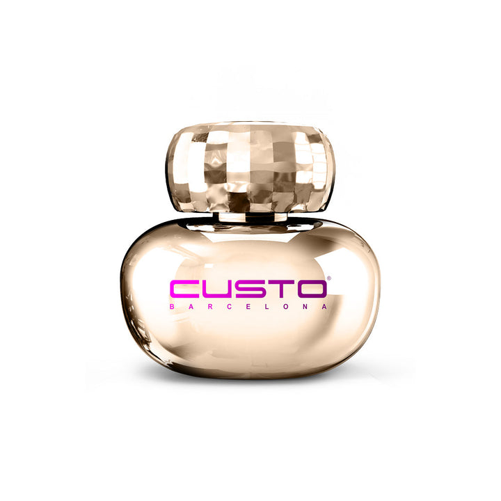 Rounded rose‑gold glass perfume bottle with faceted cap, 50 ml, floral‑woody