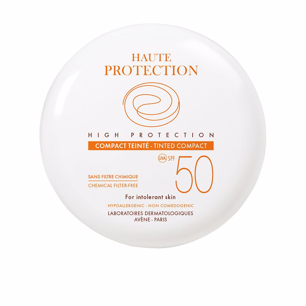 Compact cream foundation in gold case, SPF50, 10 g, sponge included