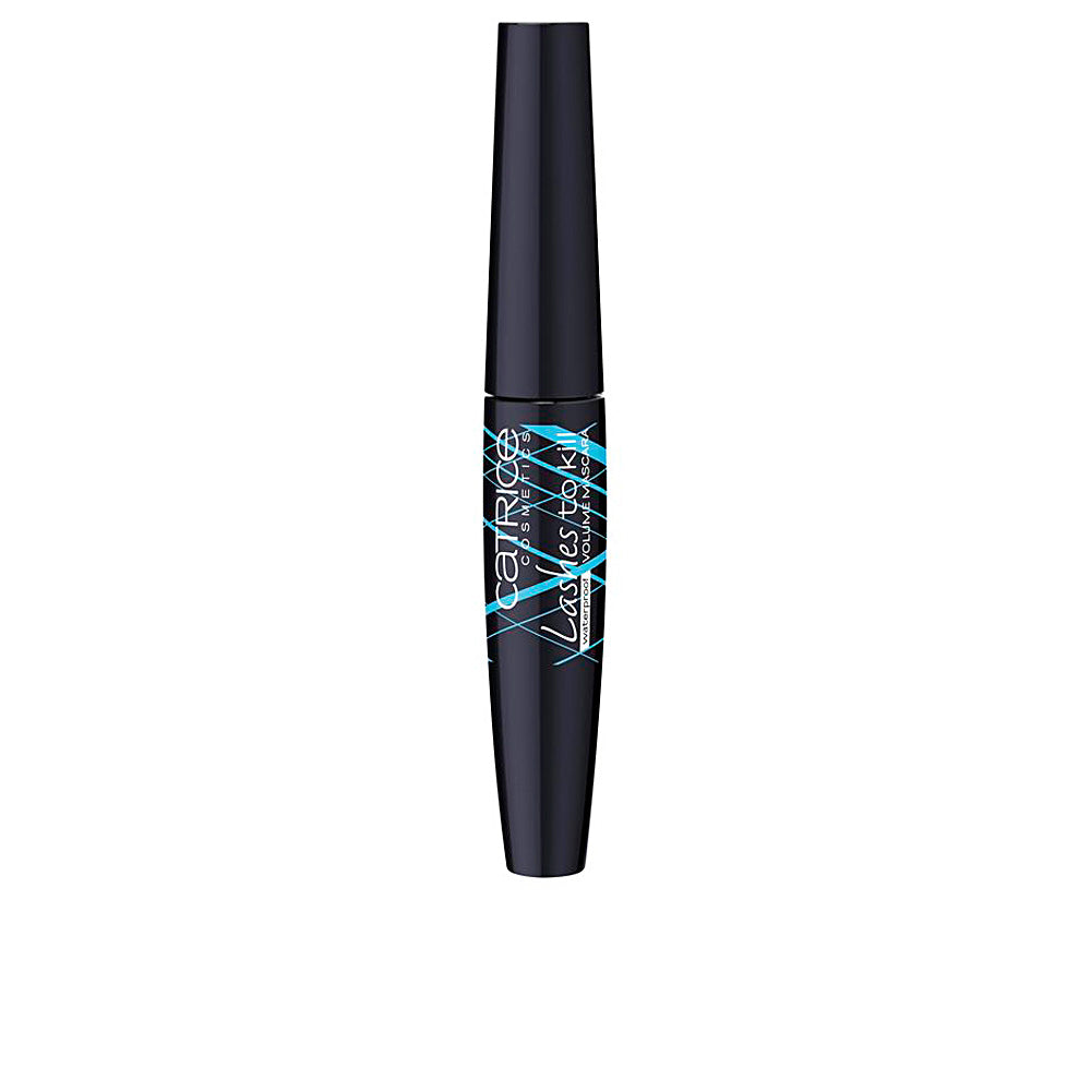 Tube of volumising waterproof mascara with flexible bristle wand, 10 ml, ultra black