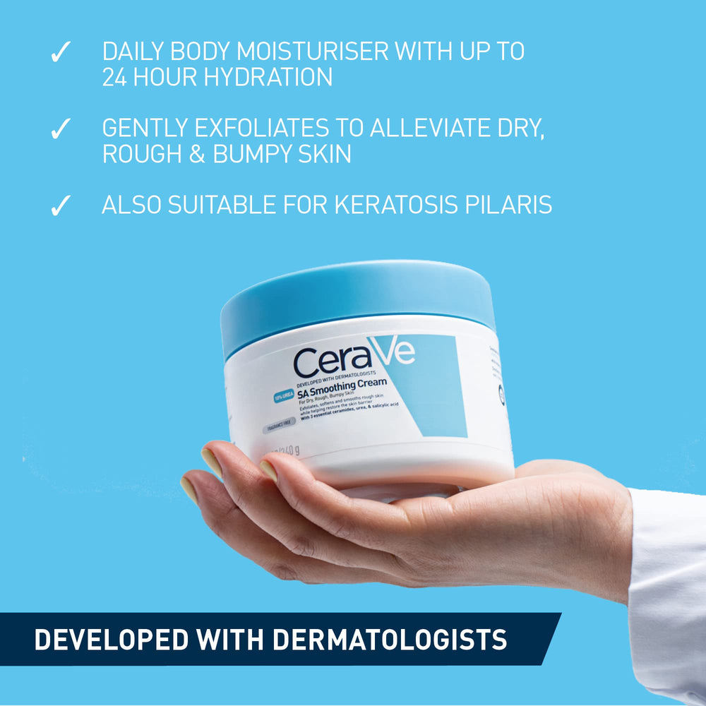Tube of smoothing body cream, 340 g, urea and ceramides, fragrance-free