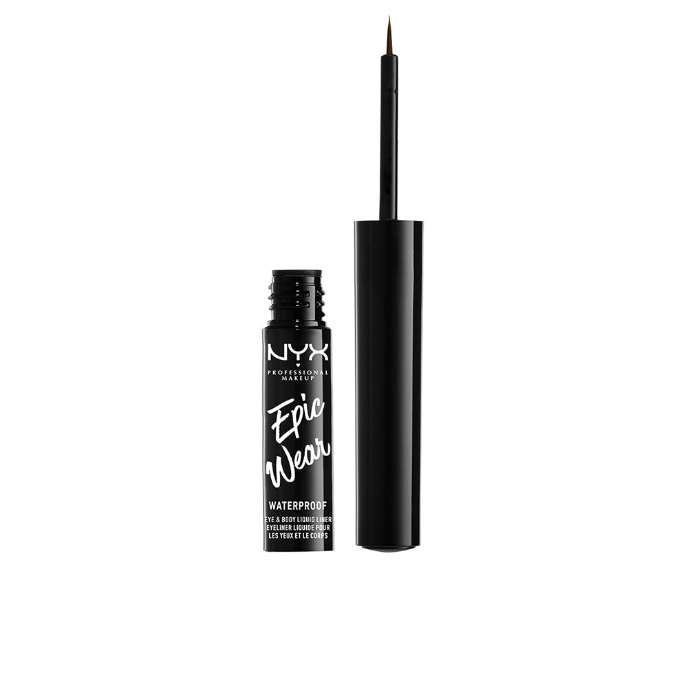 Brown waterproof liquid eyeliner in slim pen with fine brush tip, 1 unit, Unisex