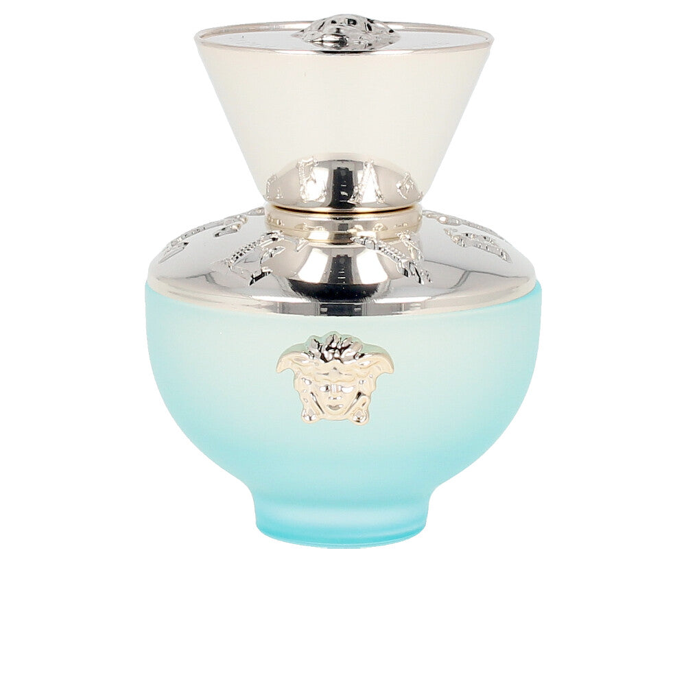 Deep-blue 50 ml perfume bottle with gold details and classical amphora shape