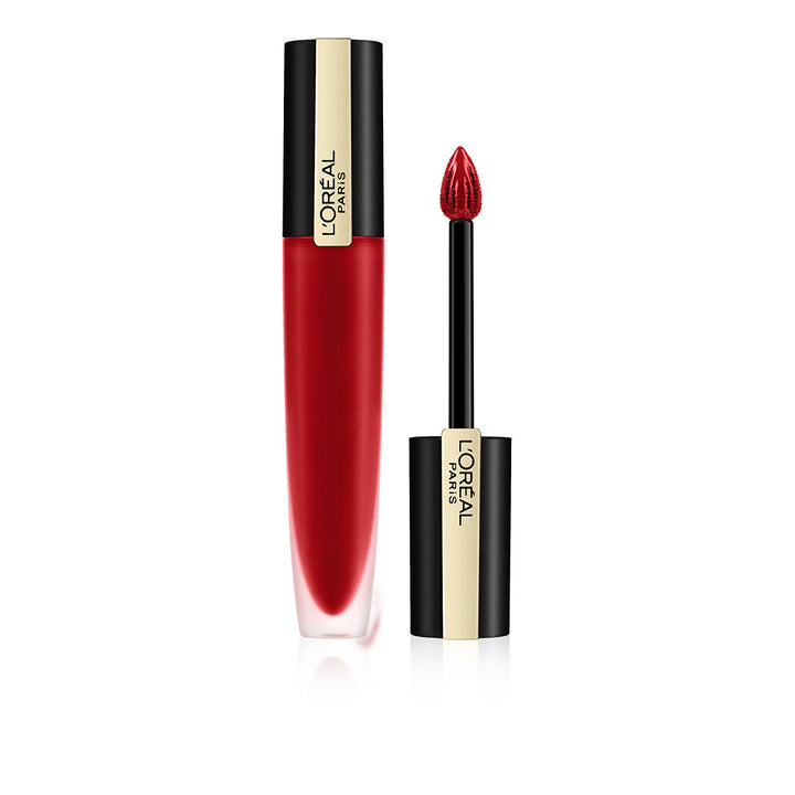 Matte liquid lipstick tube with precision applicator, 7 ml, warm rose shade