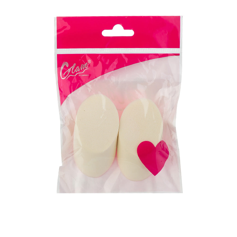 Dual‑texture beige makeup sponge with pointed tip and rounded base
