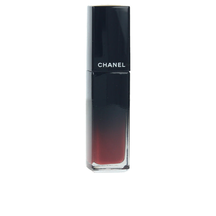 Satin-sheen sheer red lip gloss in clear tube with doe-foot applicator