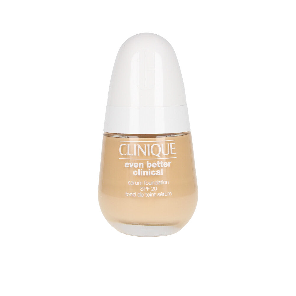 30 ml glass bottle of serum-infused liquid foundation in warm golden shade