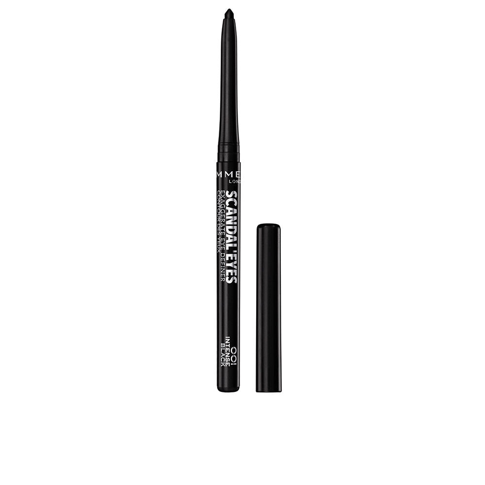 Slim retractable black cream eyeliner pencil with smudger and sharpener, 0.35 g
