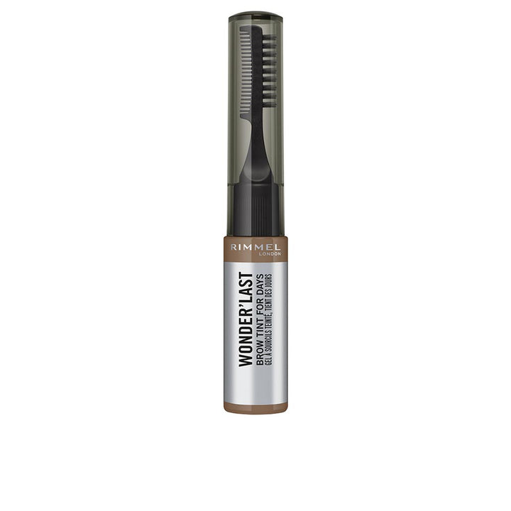 Small conical‑brush tinted brow gel tube, 4.5 ml, medium brown shade, compact design