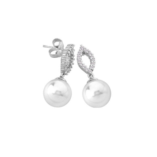 Timeless Elegance Pearl and Crystal Drop Earrings