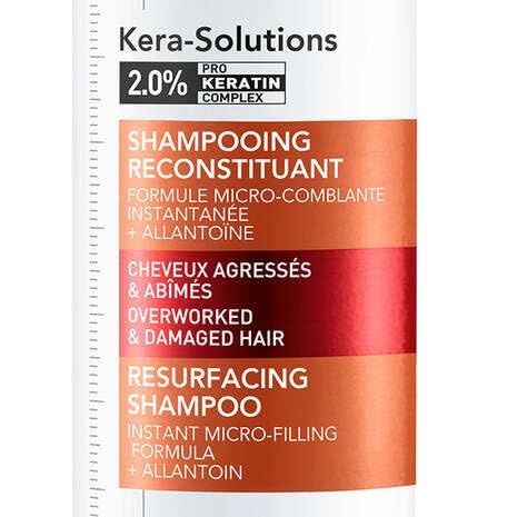 250 ml white bottle of pro‑keratin repairing shampoo for damaged, dry hair