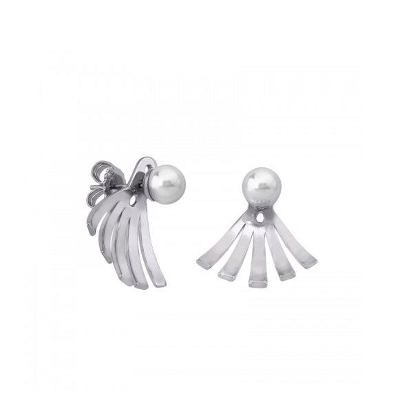 Pearl Elegance Ear Jackets with Silver Studs