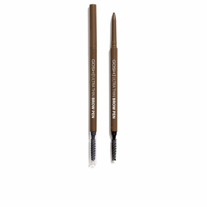 Slim grey-brown brow pencil with fine tip and fibre brush, 0.09 g, Unisex
