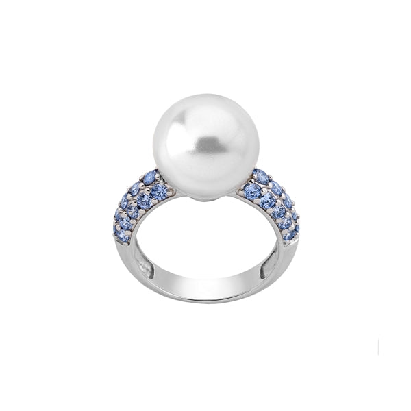 Elegance in Silver with Pearl and Blue Gemstone Radiance