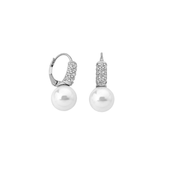 Timeless Elegance Pearl and Crystal Drop Earrings