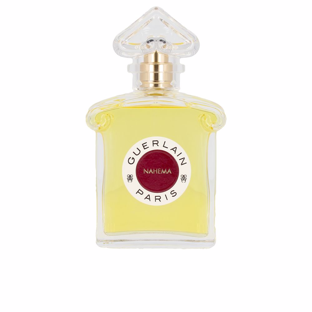 Inverted‑heart glass bottle of amber floral eau de parfum for Women