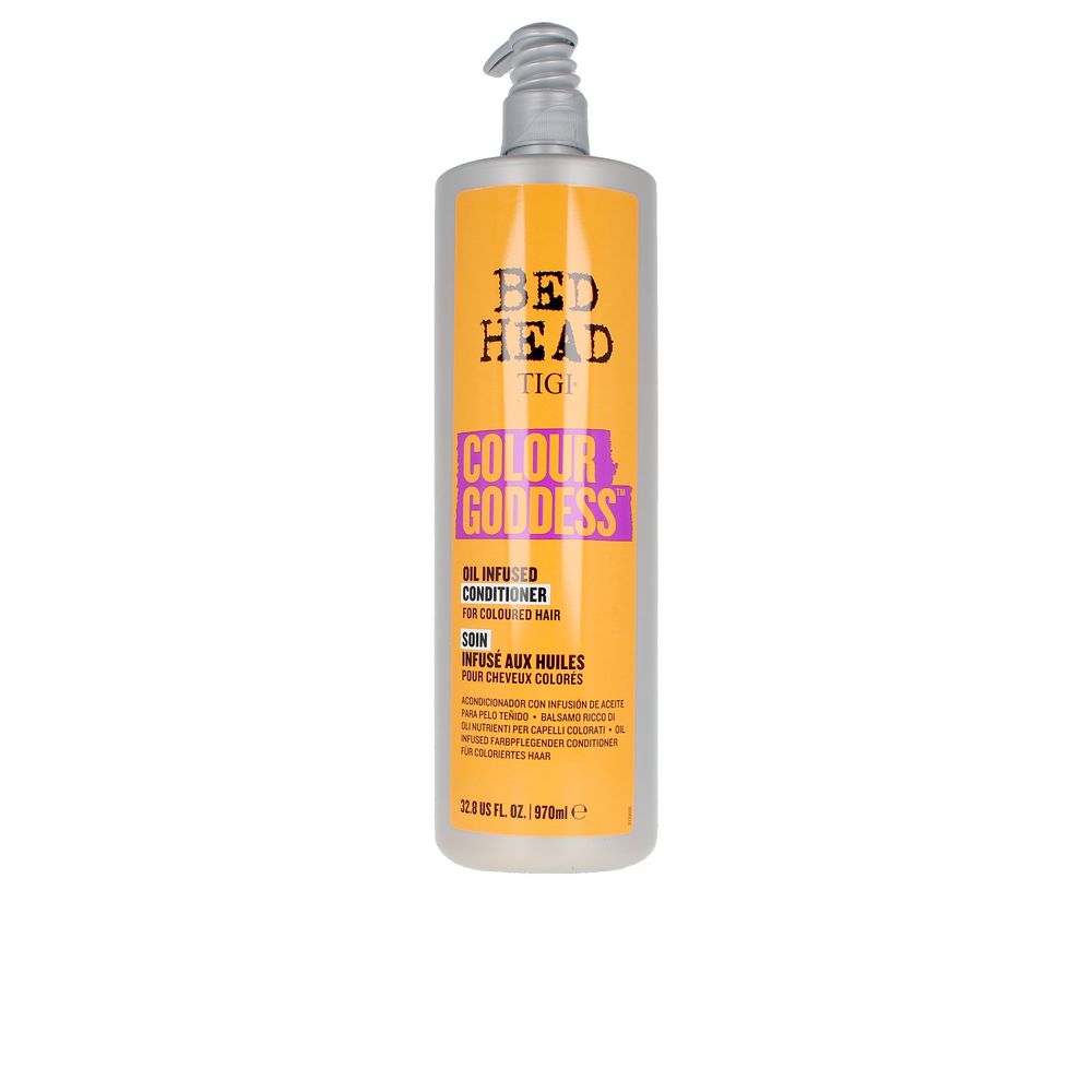 Tall 970 ml bottle of oil‑infused conditioner for colour‑treated hair