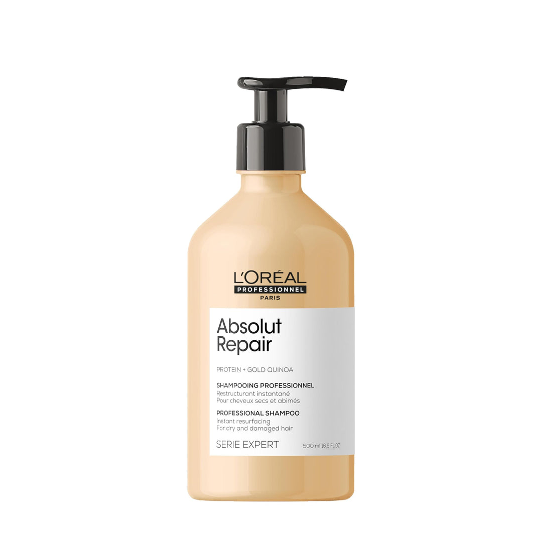 500 ml bottle of repairing shampoo with quinoa protein for damaged hair