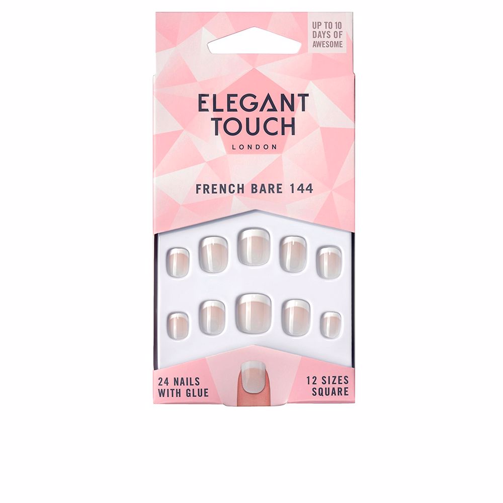 24-piece French pink square press-on nails with pre-applied adhesive