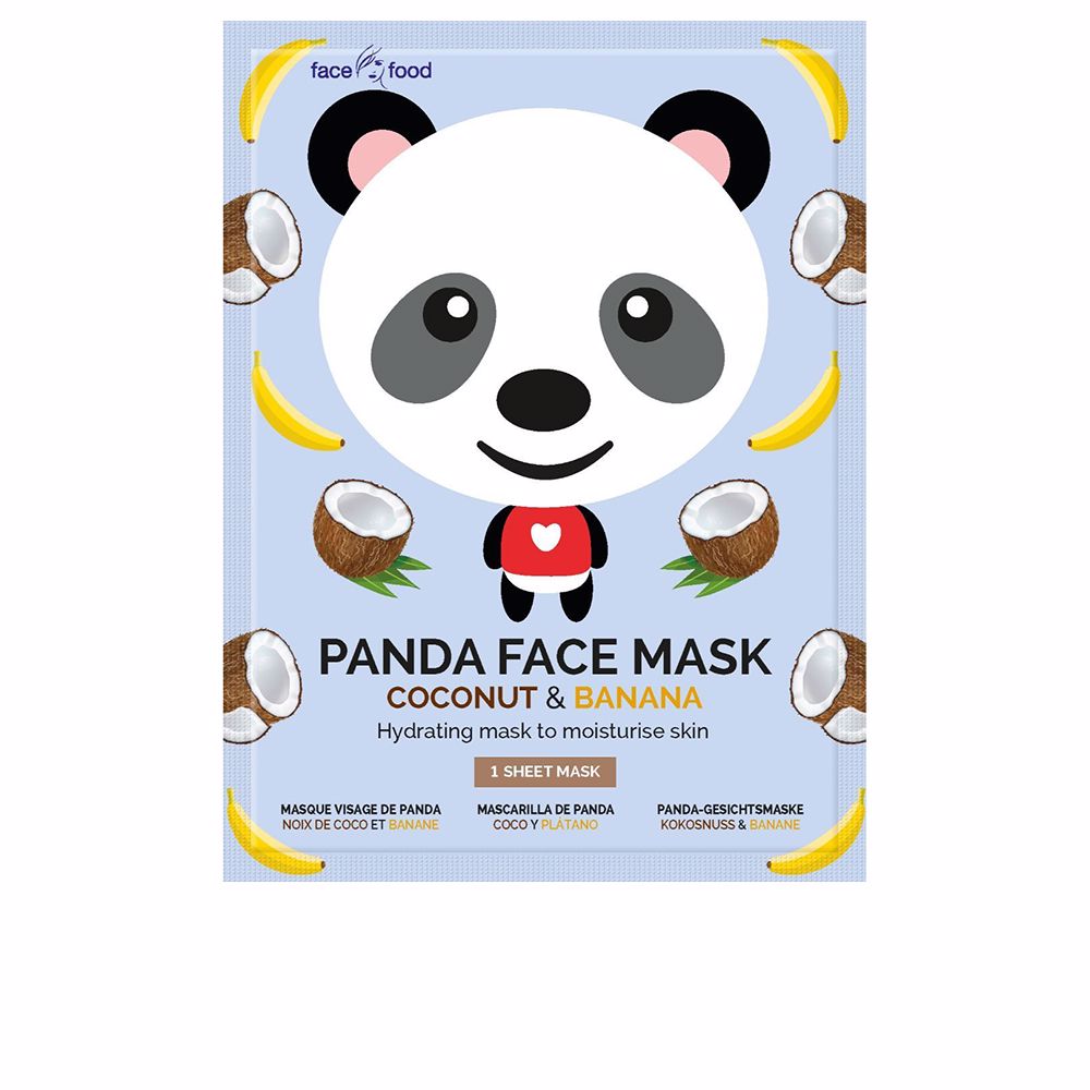 Panda‑design hydrating sheet mask with coconut, banana and green tea, single use