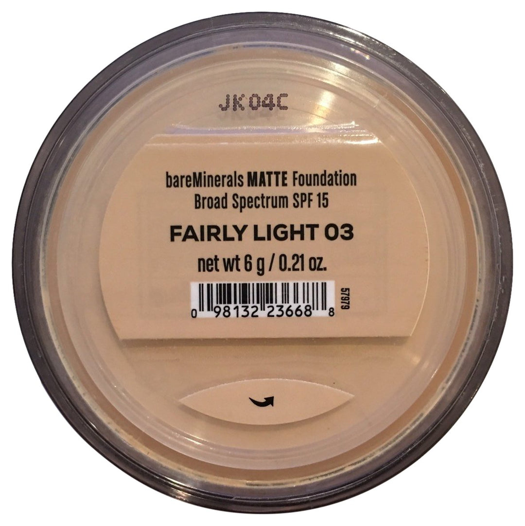 Loose matte mineral powder foundation in shade 03 Fairly Light, 6 g jar