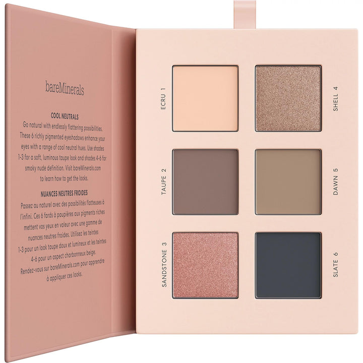 Compact mineral eyeshadow palette in ultranatural tones, six shades, 7.8 g