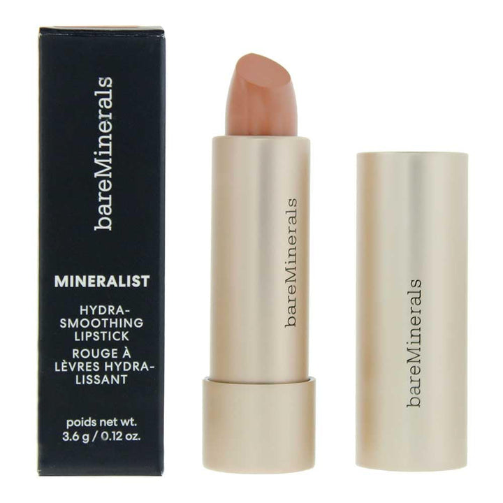 Satin lipstick bullet in warm neutral shade, 3.6 g, vegan formula