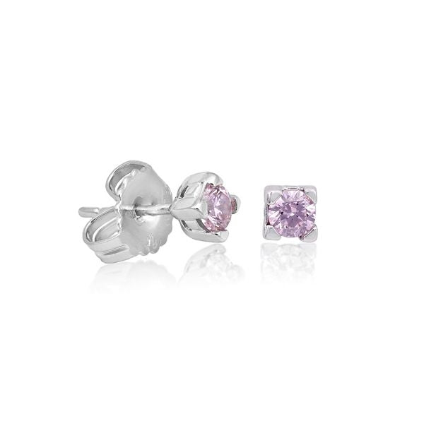 Delicate Pink Gemstone Silver Studs