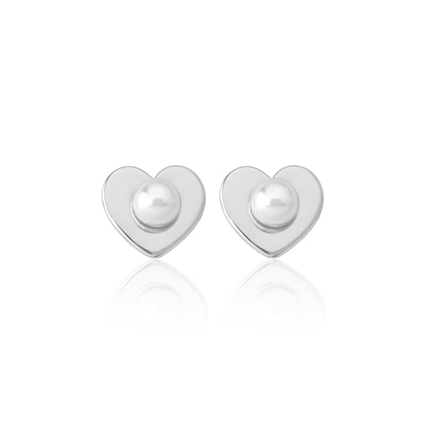 Timeless White Pearl Studs with Silver Elegance