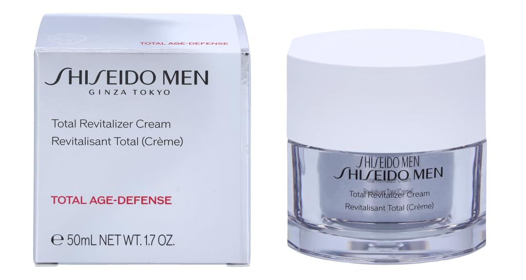 50 ml jar of revitalising anti‑ageing face cream for Man, lightweight white cream