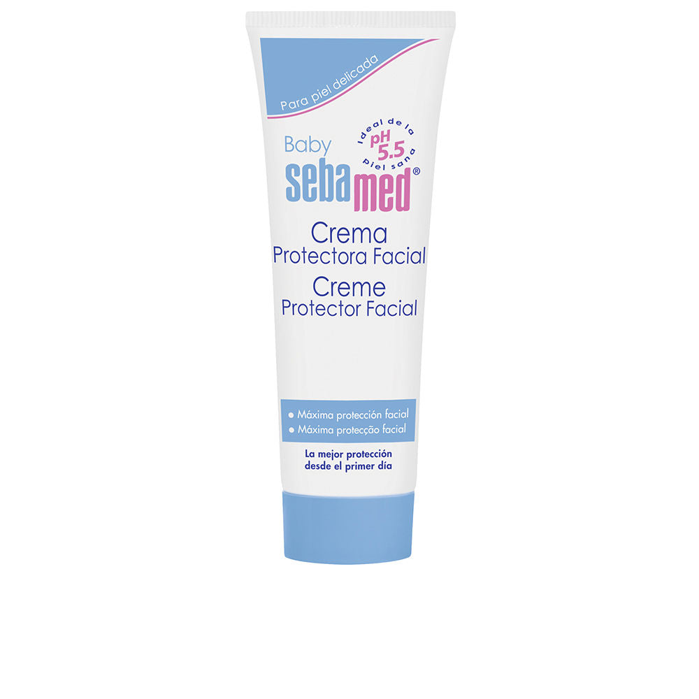 Small 50 ml tube of lightweight baby facial cream, pale cream texture