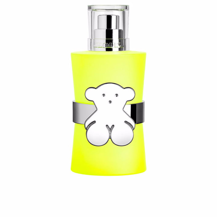 Tapered lime-green 50 ml perfume bottle with chromed band and logo