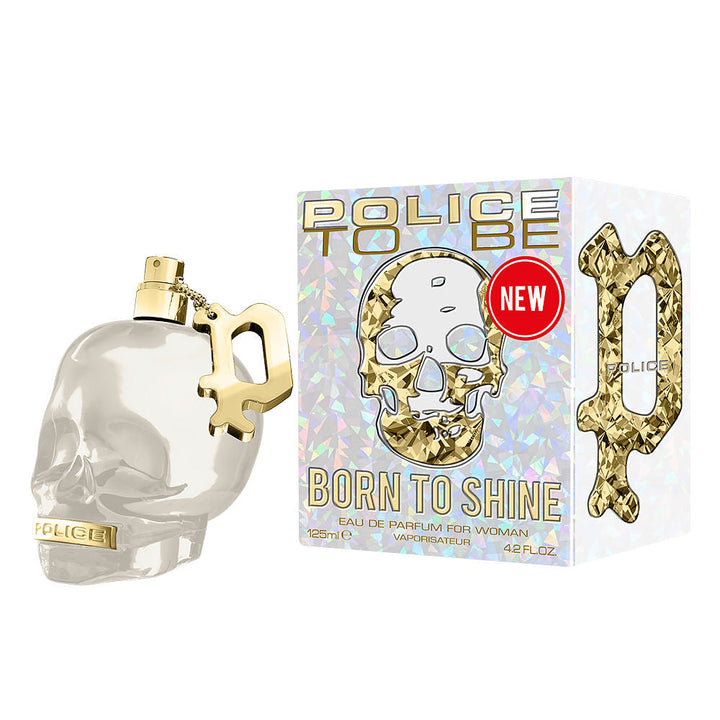 Pearlescent white perfume bottle with gold trim, 75 ml, warm fruity-floral scent