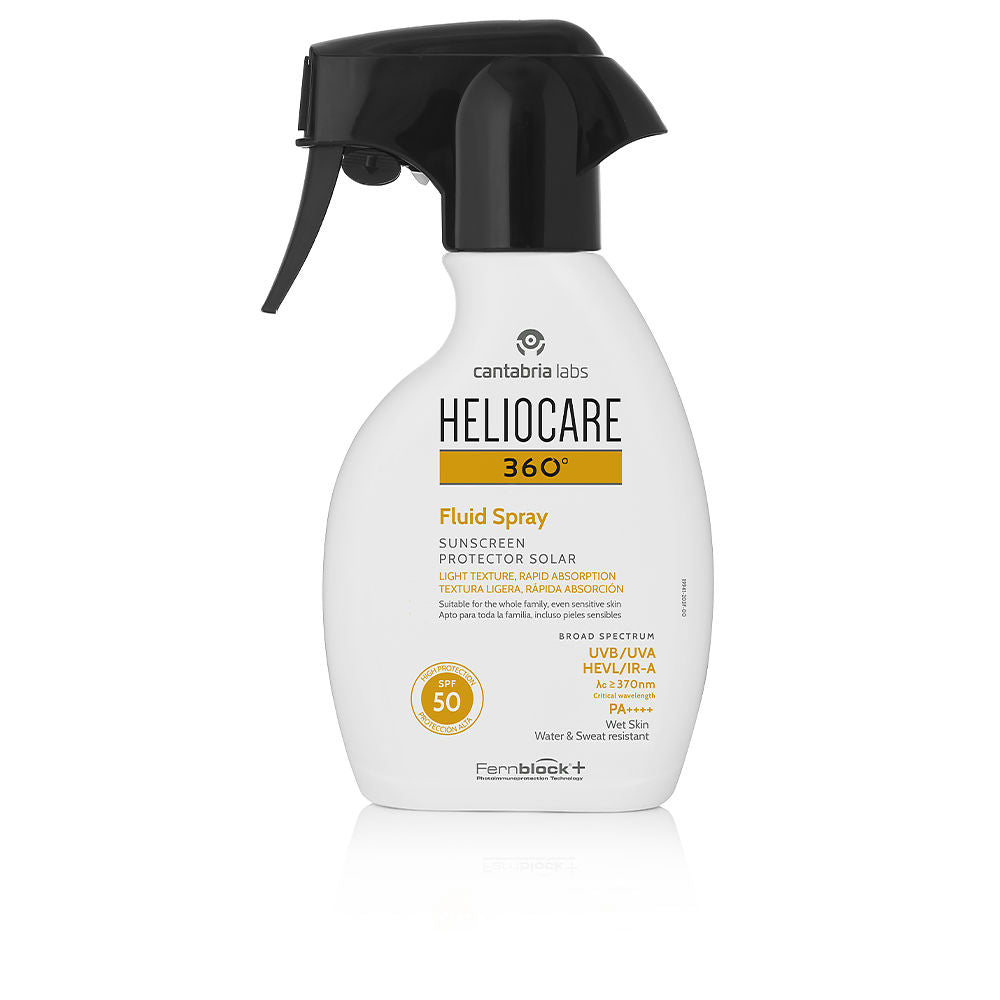 Matte white 250 ml sunscreen spray bottle, fluid SPF 50, Unisex