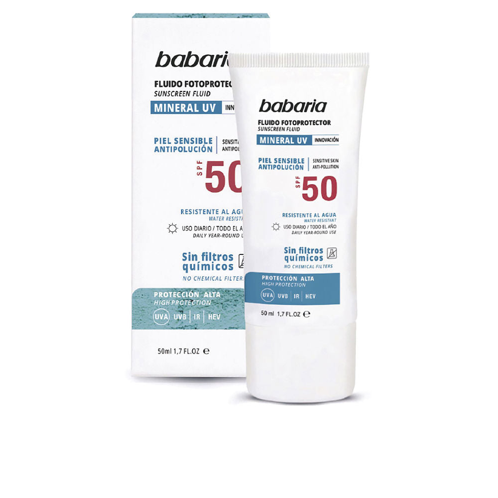 50 ml bottle of lightweight mineral SPF 50 fluid sunscreen for Women