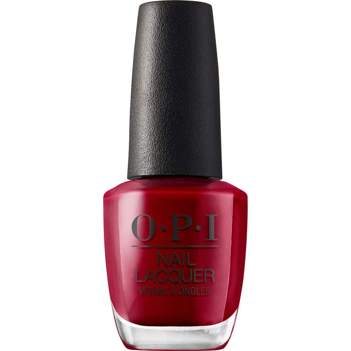 15 ml bottle of glossy Venetian red nail polish with wide brush