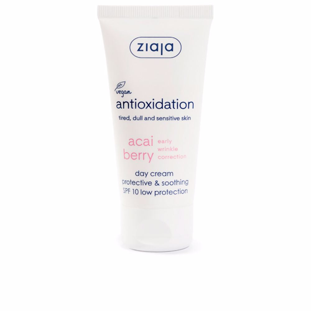 50 ml tube of lightweight açaí day cream SPF 10 with shea butter and hyaluronic acid