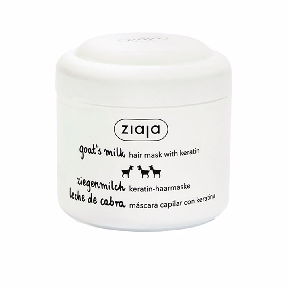 200 ml jar of keratin and goat milk hair mask for dry hair