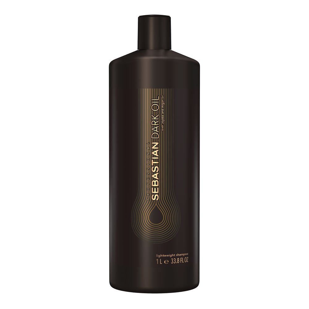 1,000 ml light Dark Oil shampoo bottle with argan and jojoba oil blend, Unisex